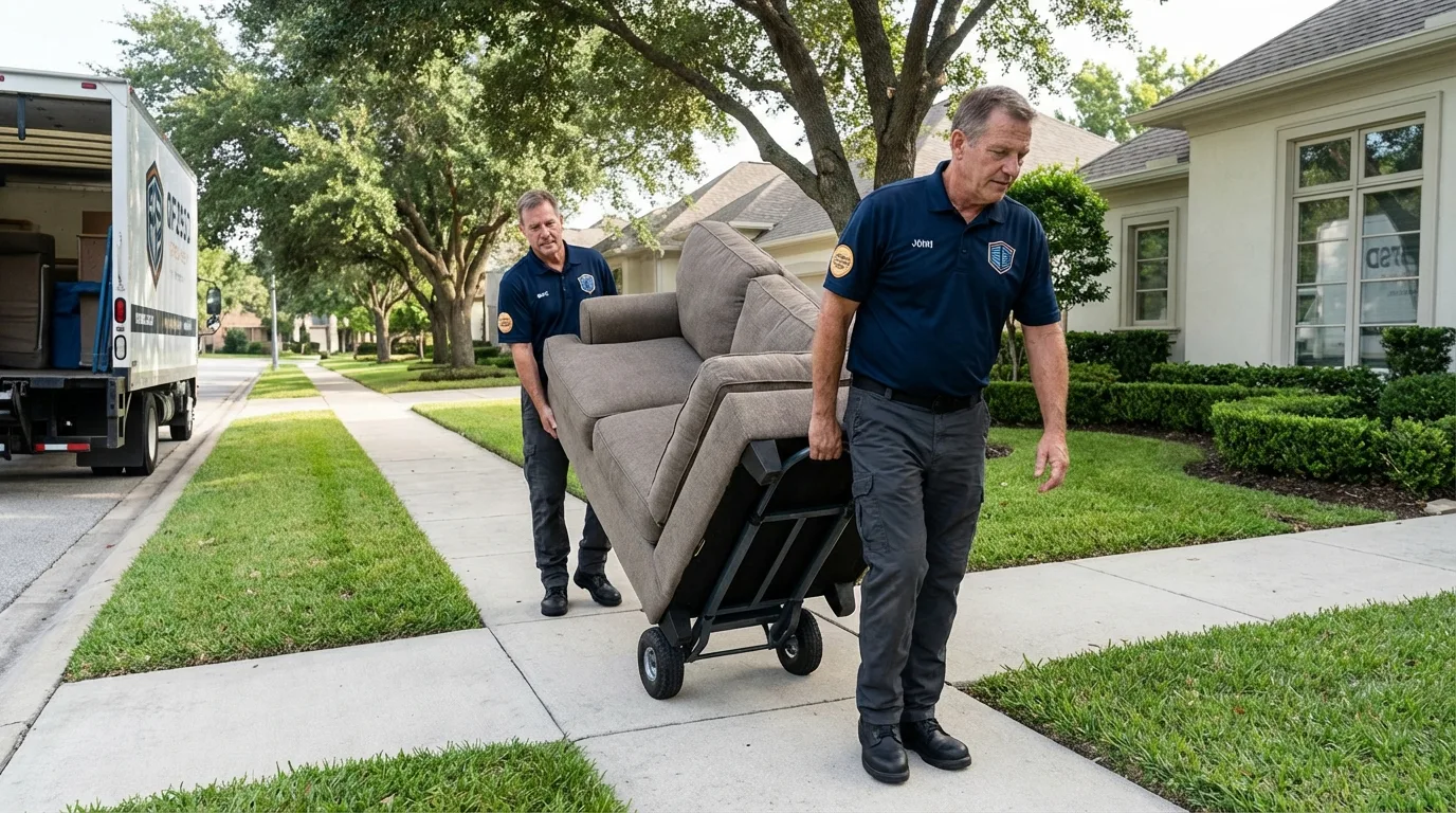 Local residential moving crew loading furniture in Dearborn Heights, MI